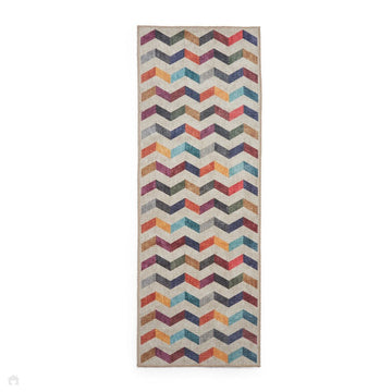 Washable Coral H1059 Modern Geometric Lightweight Printed Polyester Flatweave Multi Runner-Think Rugs-Rug Love - The Most Loved Rug Store